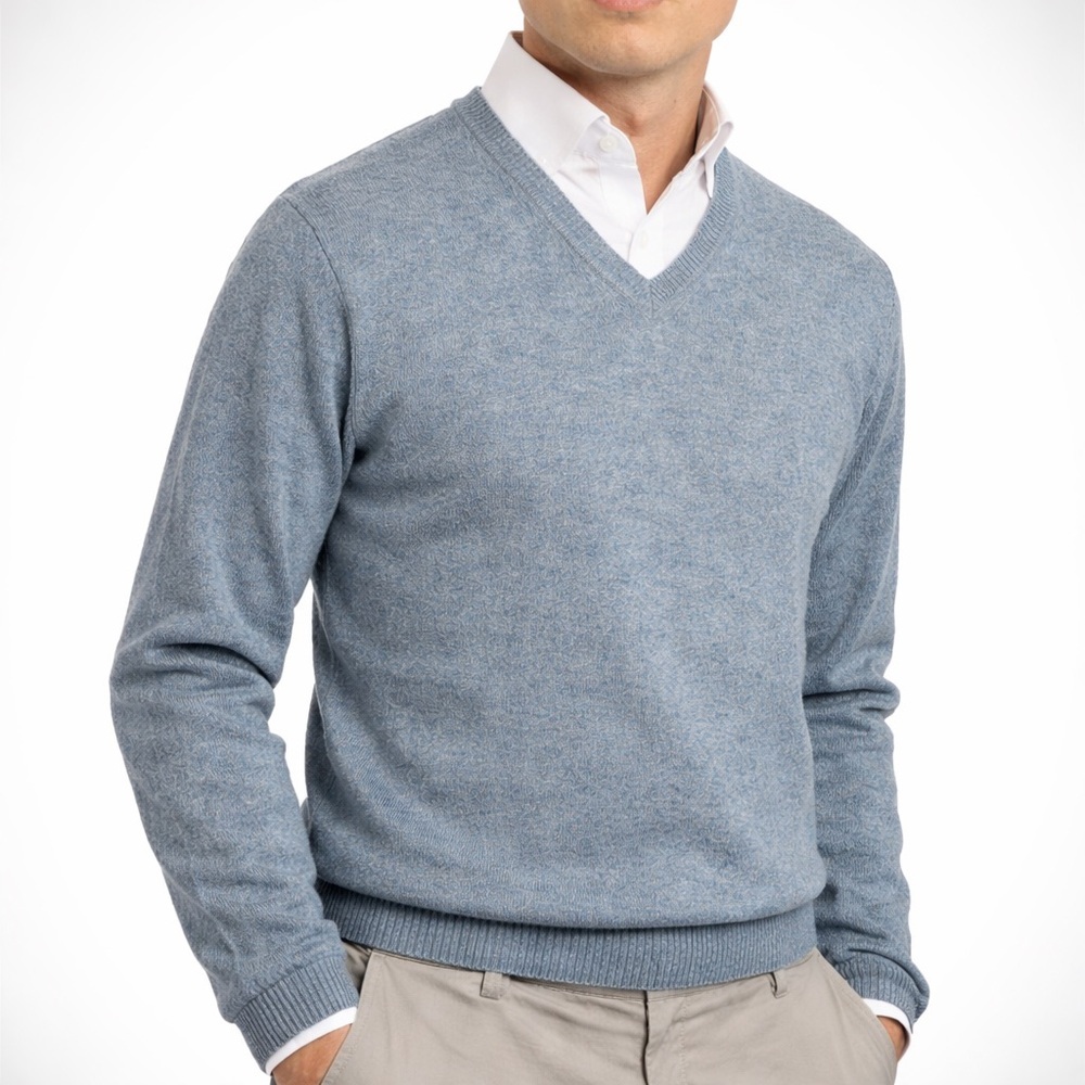 Black Brown 1826 2-Ply Cashmere V-Neck Sweater Blue M Soft Luxury